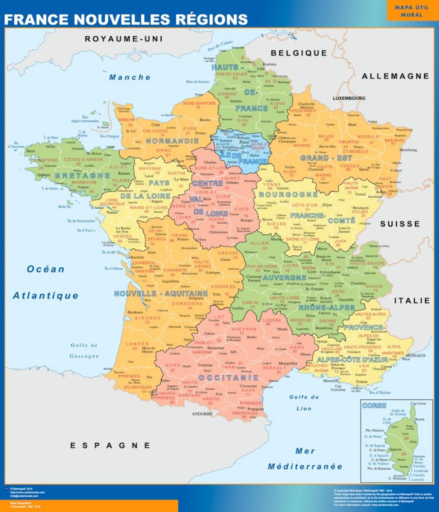 Mapa plastificado de Francia